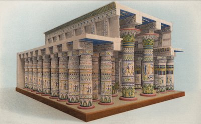 Chrám v Karnaku, Egypt (barevná litografie) od American School