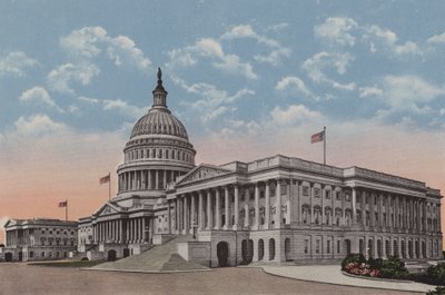 Kapitol Spojených států, Washington DC (barevná litografie) od American School