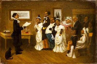 Svatba, asi 1850 (olej na plátně) od American School