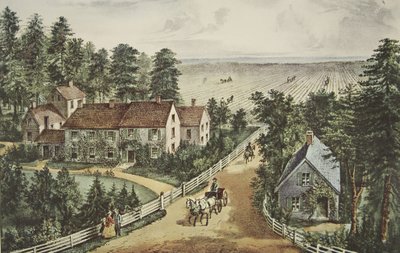 The Western Farmers Home, hospoda. 1871, Currier & Ives od American School