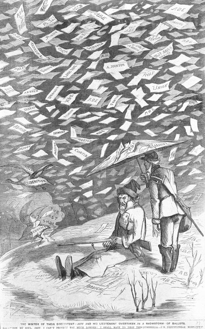 Zima jejich nespokojenosti, Jeff a jeho poručík dohnáni ve sněhové bouři hlasovacích lístků, kolem roku 1894 od American School