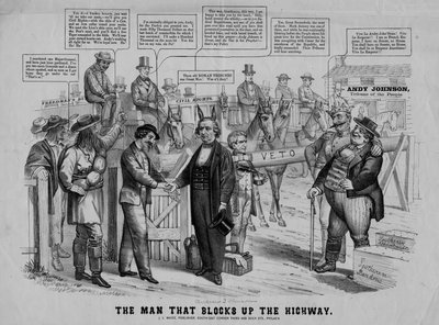 Muž, který blokuje dálnici, publikoval J. L. Magee, Philadelphia, kolem roku 1866 od American School