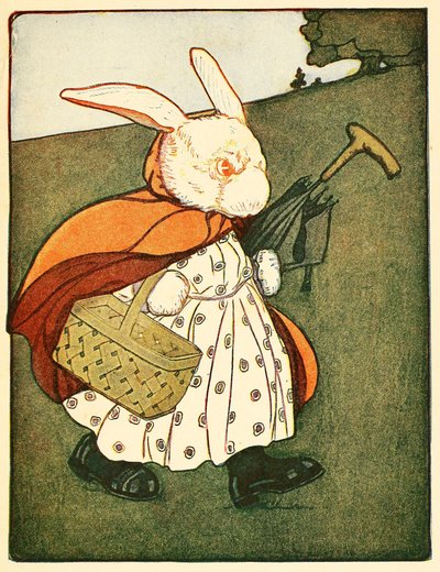 Pak stará paní Rabbitová ... šla lesem do pekárny, z Příběhu králíka Petra, 1916. od American School