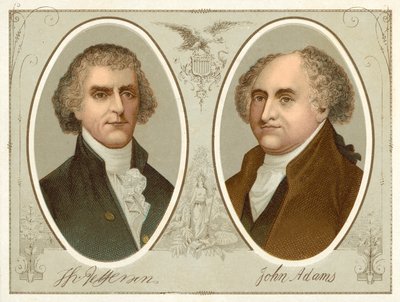 Thomas Jefferson, John Adams (chromolitho) od American School