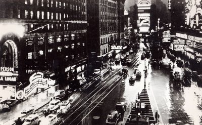 Times Square v noci, New York, cca 1930 (po fotografii) od American School