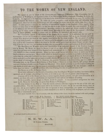 Ženám Nové Anglie (kruhový dopis), c.1862-1865 od American School