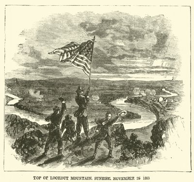 Vrchol vyhlídkové hory, východ slunce, 25. listopadu 1863, listopad 1863 od American School