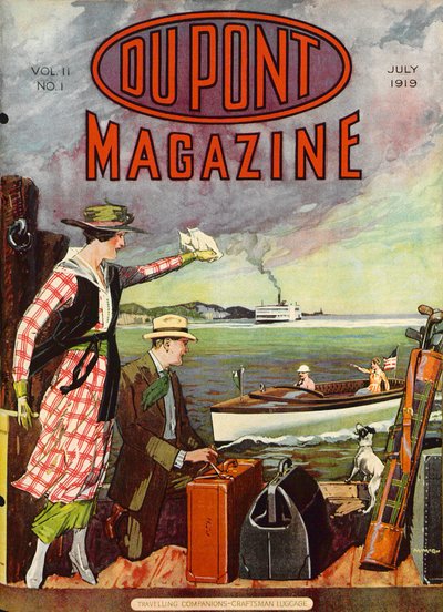 Travelling Companion - Craftsman Luggage, přední strana časopisu DuPont, červenec 1919 od American School