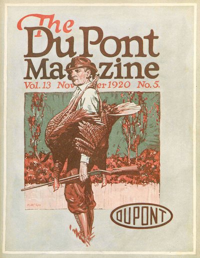 Lovec krůt, přední strana časopisu DuPont Magazine, listopad 1920 od American School