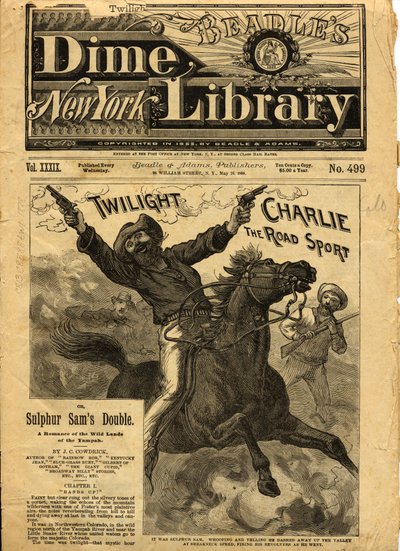 Twilight Charlie, Přední strana obálky Beadles New York Dime Novel, 1888 od American School