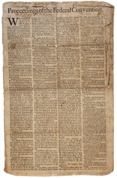 Ústava USA, c. 10. září 1787 (viz také GLC 696084) od American School