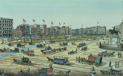 Union Square a Fourteenth Street až Seventeenth Street, ze série 48 Pohledů na New York a okolí, hospoda. od Charlese Magnuse od American School