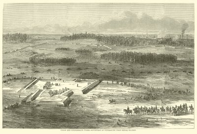 Union and Confederate works jihozápadně od Petersburgu, ze signální stanice, březen 1865 od American School