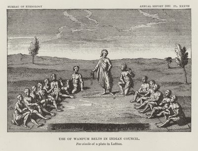 Použití Wampum pásů v Indian Council od American School