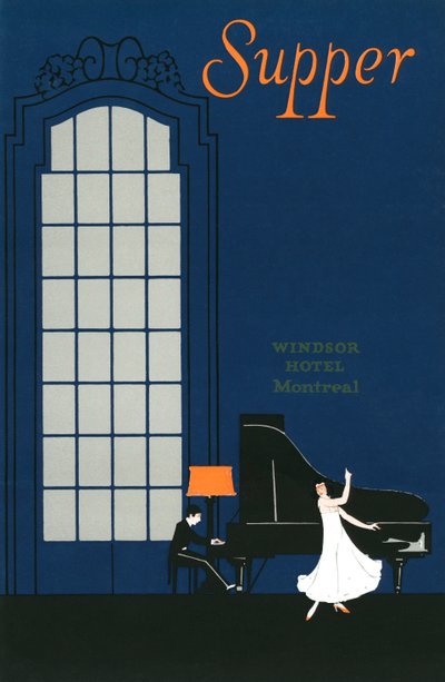 Vintage menu z hotelu Windsor v Montrealu od American School