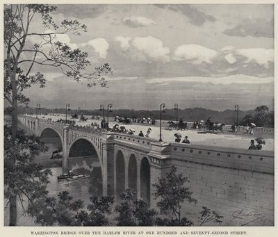 Washingtonský most přes řeku Harlem na Sto sedmdesáti sekundách (litho) od American School