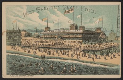 West Brighton Beach Hotel, USA (barevná rytina) od American School
