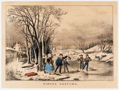 Zimní zábava, asi 1800-10 (barevná litografie) od American School