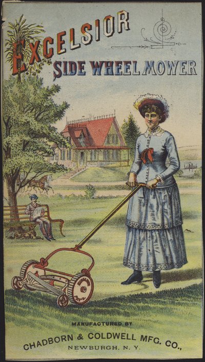 Žena sekající trávu (chromolit) od American School
