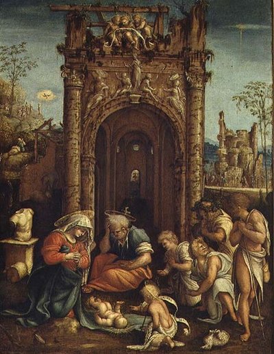Klanění pastýřů, cca 1530 (olej na desce) od Amico Aspertini