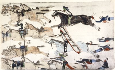 Bitva u Little Bighorn, Montana, USA, 25.–26. června 1876 1900 od Amos Bad Heart Buffalo
