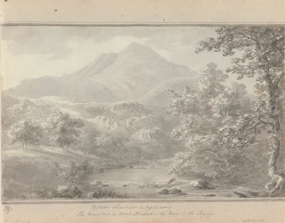 Výhledy v Anglii, Skotsku a Walesu: Mezi Llanrwst a Capel Cerrig, hora je Moel Shiabod, řeka je Lligwy od Amos Green