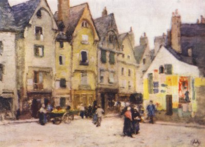 Place Plumereau, Tours (barevná litografie) od Amy B. Atkinson