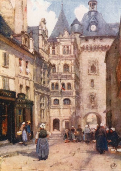 Porte Picoys, Loches (barevná litografie) od Amy B. Atkinson