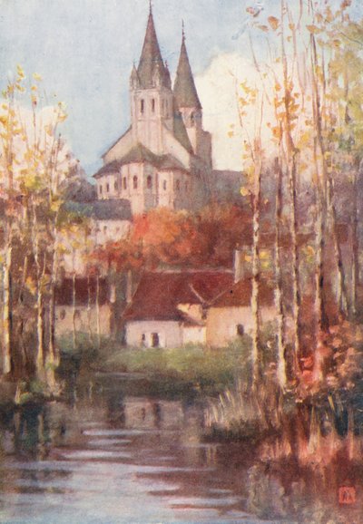 Saint Ours, Loches (barevná litografie) od Amy B. Atkinson