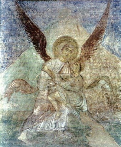Jakub a anděl od Ancient Russian frescos