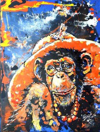 Stylová opice v klobouku od Anda Bieza