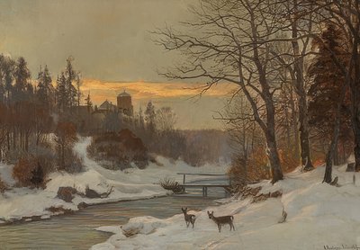 Zimní potok krajina od Anders Andersen-Lundby