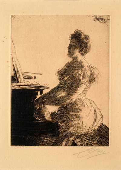 U klavíru (slečna Anna Burnettová) od Anders Leonard Zorn