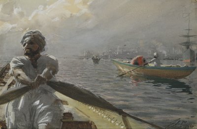 Turecký lodník v Konstantinopolském přístavu, 1886 (wc na papíře) od Anders Leonard Zorn