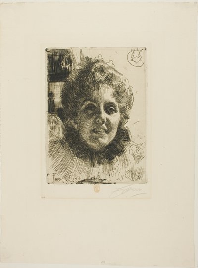 Aurore (paní Aurore Klintberg, rozená Oxenstierna, vedoucí) od Anders Leonard Zorn