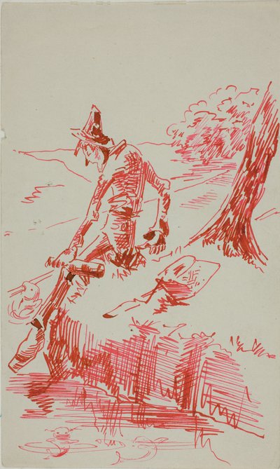 Muž rybařící a držící láhev od Anders Zorn