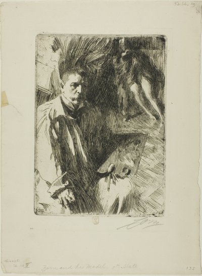 Autoportrét s Modelem II od Anders Leonard Zorn