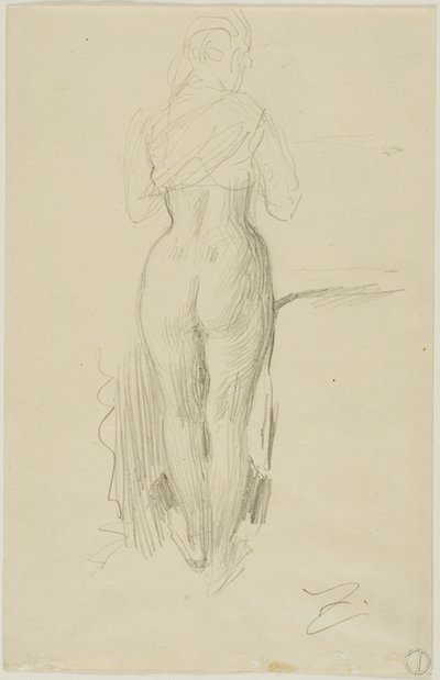 Stojící ženská postava při pohledu zezadu od Anders Zorn