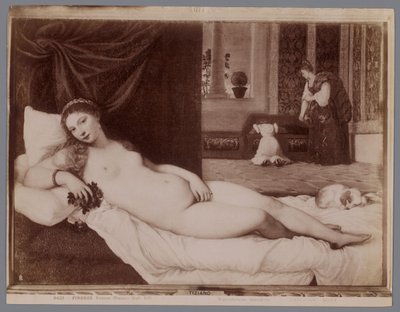 Fotoreprodukce Tizianova obrazu Venuše z Urbina Firenze, Venere (Tiziano Gall. Uff.) (název na objektu) od Anderson (firma)