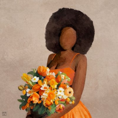 Zářivý květinový afro účes od Andile Bokweni