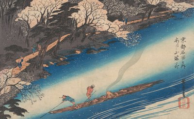 Cherry Blossoms at Arashiyama, ze série Slavná místa Kjóta, ca. 1834, ca. 1834. od Ando Hiroshige