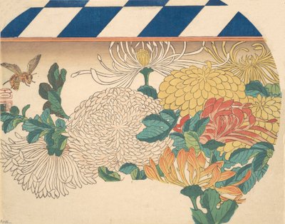 Chryzantémy v designu ve tvaru vějíře, 40. léta 19. století, 40. léta 19. století. od Ando Hiroshige