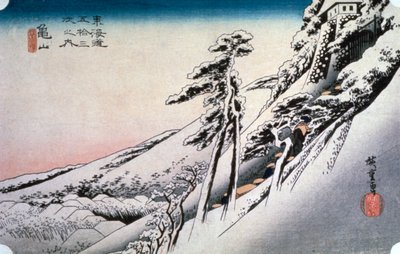 Jasné počasí po sněhu v Kameyama, z 53 stanic Tokaido, 1832 od Ando Hiroshige
