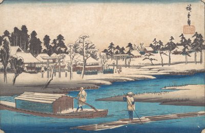 Jasné počasí po sněhu v Massaki. od Ando Hiroshige