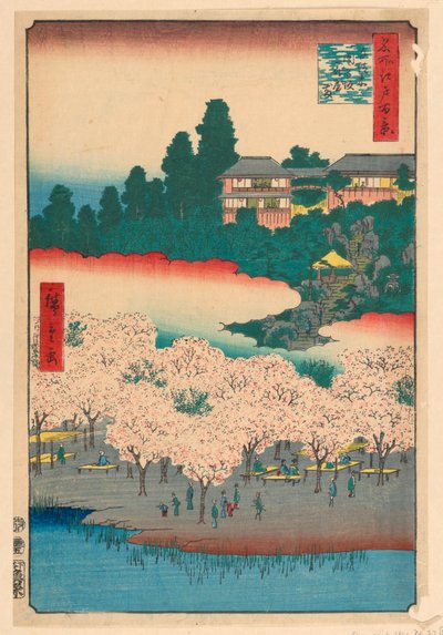 Květinový pavilon, Dango Hill, Sendagi (Sendagi, Dango-zaka Hana-yashiki) Ze série Sto slavných pohledů na Edo od Ando Hiroshige