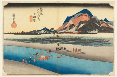 Kovací odpaliště Řeka Sagawa (Odawara), člen odpaliště padesát tři Stane s te urbane lower d (městský stupeň hlavní hora další) od Ando Hiroshige