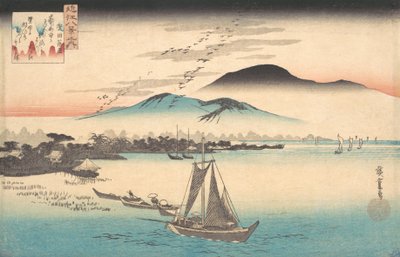 Husy letí dolů do Katady. od Ando Hiroshige