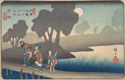 Měsíčná noc v Miyanokoshi, z 69 stanic Kisokaido, ca. 1838, ca. 1838. od Ando Hiroshige