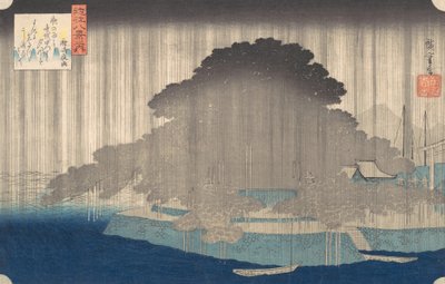 Noční déšť v Karasaki, ze série Osm pohledů na O-mi, ca. 1835, ca. 1835. od Ando Hiroshige