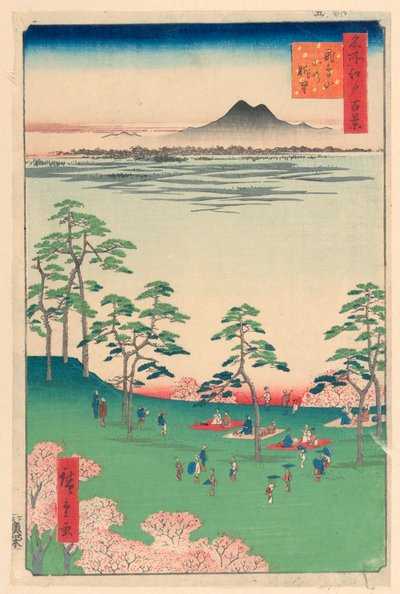 Pohled na sever z kopce Asuka (Asuka-yama Kita no Chobo) ze série Sto slavných pohledů na Edo od Ando Hiroshige